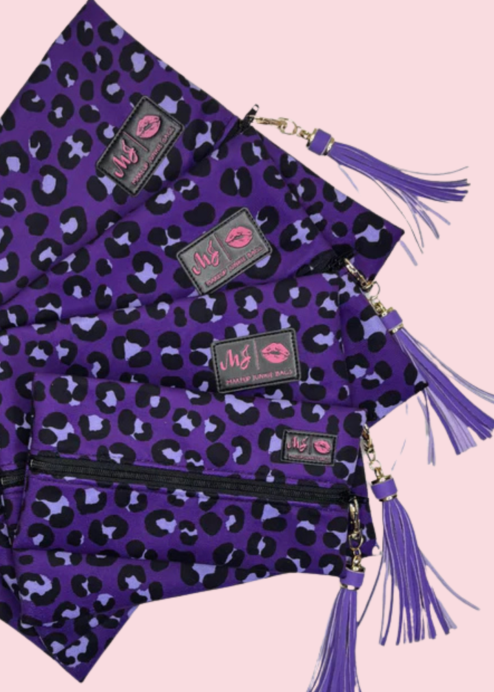 Makeup Junkie Bags - Violet Leopard Travel Bags [Pre-Order]
