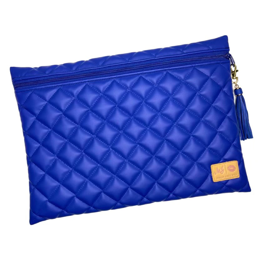 Makeup Junkie Bags - Luxe Cobalt Quilted Laptop Case [Pre-Order]