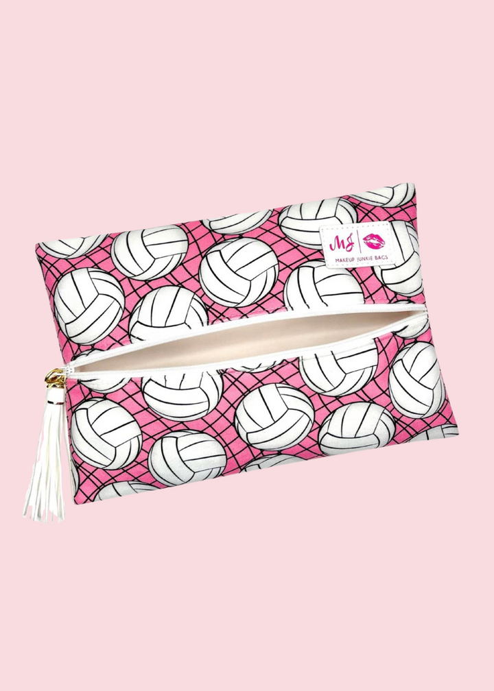 Makeup Junkie Bags - Pink Sports Fan Volleyball Travel Bags [Pre-Order]