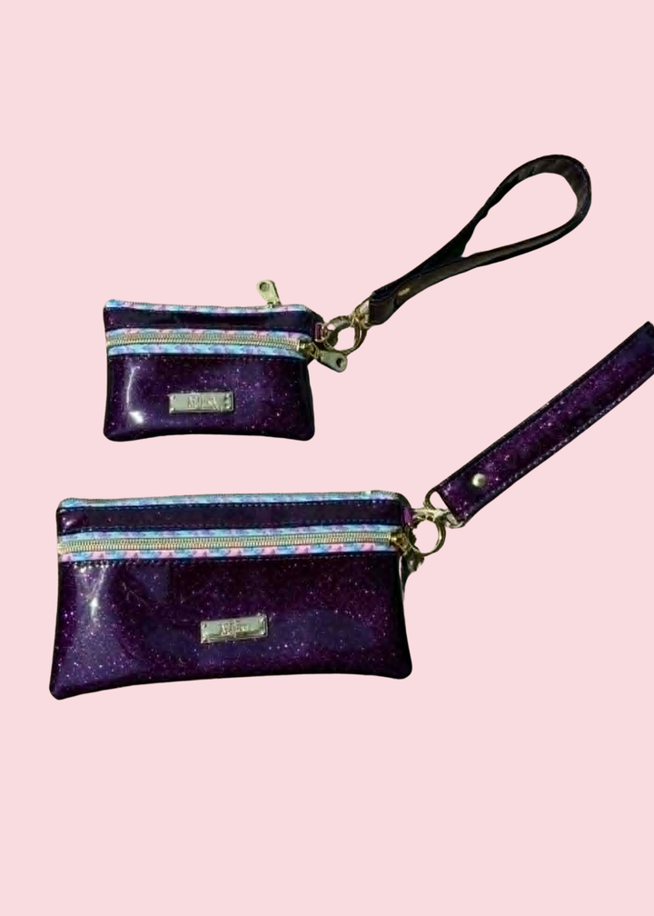 Makeup Junkie Bags - Purple Stardust Glitter Butterfly Zipper Demi [Ready To Ship]