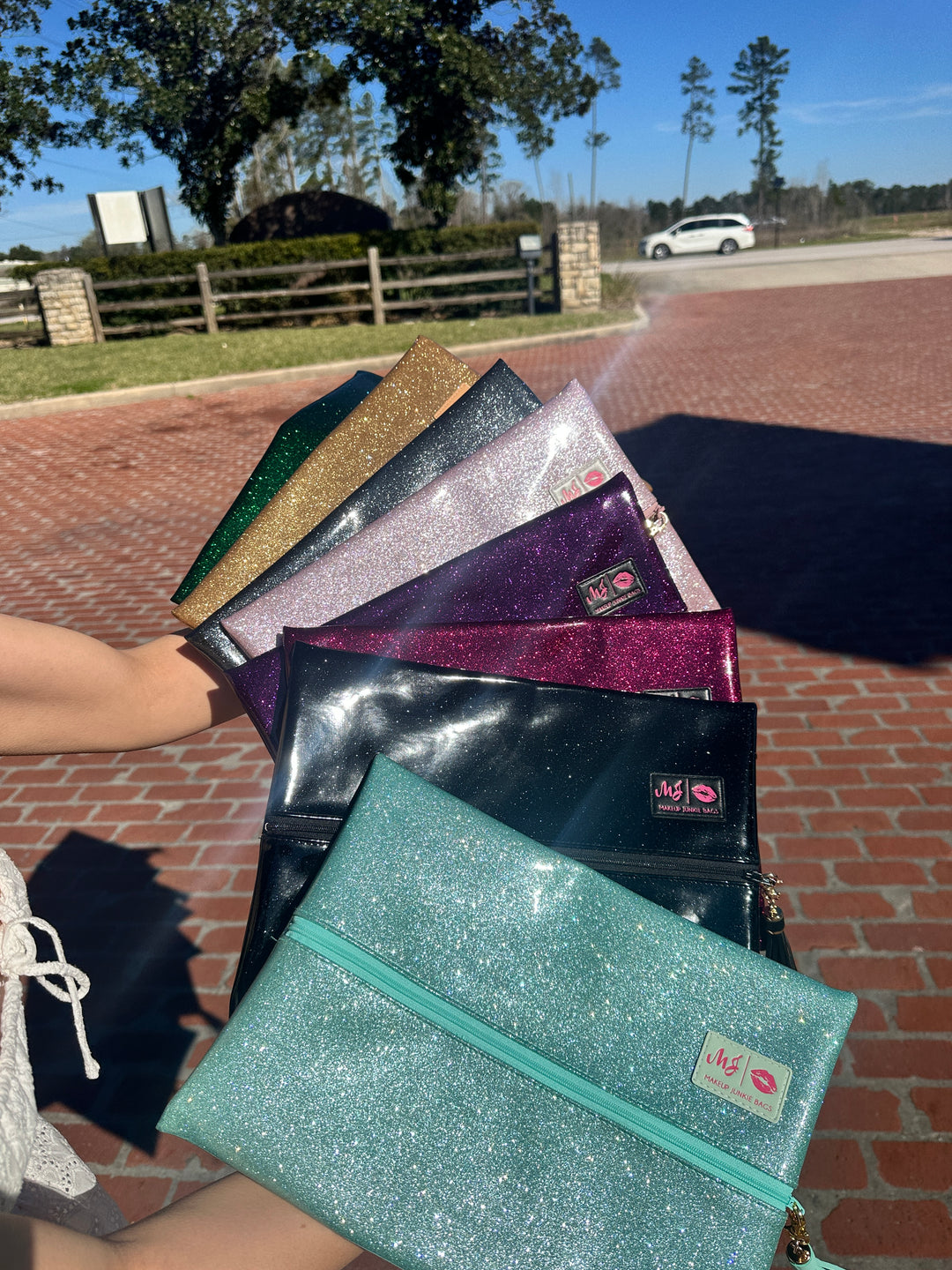 Makeup Junkie Bags - Kelly Green Stardust Glitter Travel Bags [Pre-Order]