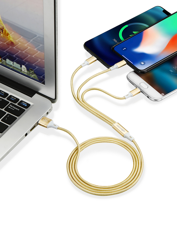 Ellie Rose - Gold 3 in-1 Charging Cable Keychain