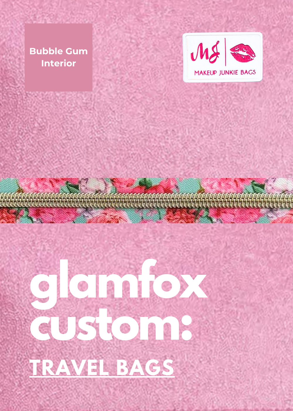 Makeup Junkie Bags - Bubble Gum Stardust Floral Zipper Travel Bags [Pre-Order]