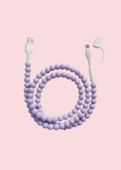 Glamfox - Light Purple Beaded Phone Charger [Dual USB-C & Lightning]