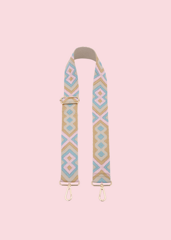 Jen & Co - Boho Teal Light Pink Guitar Strap