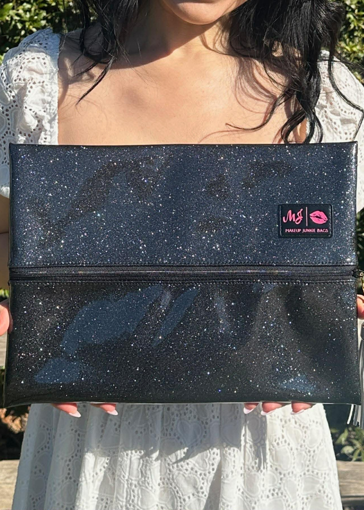 Makeup Junkie Bags - Grey Stardust Glitter Travel Bags [Pre-Order]