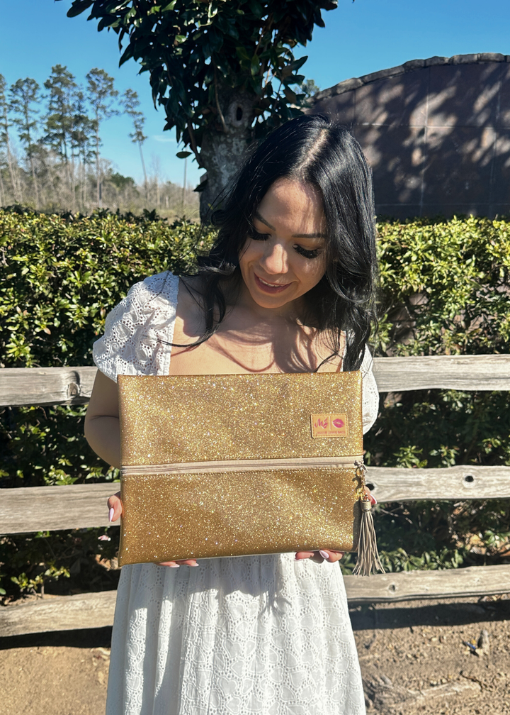 Makeup Junkie Bags - Gold Stardust Glitter Travel Bags [Pre-Order]