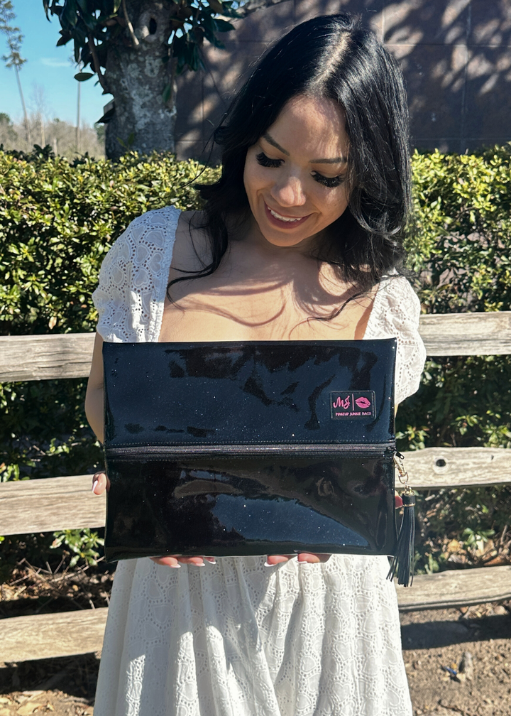 Makeup Junkie Bags - Onyx Stardust Glitter Travel Bags [Pre-Order]