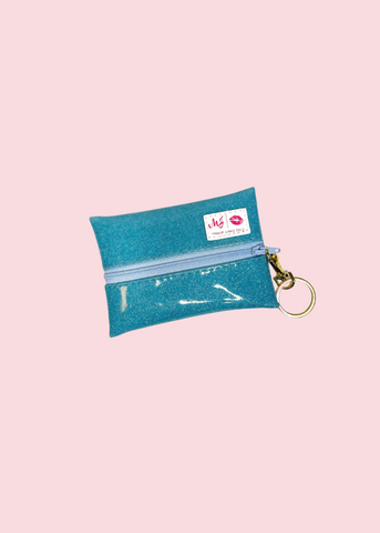 Makeup Junkie Bags - Glitter Sky Blue Micro Flat Lay Bag [Pre-Order]