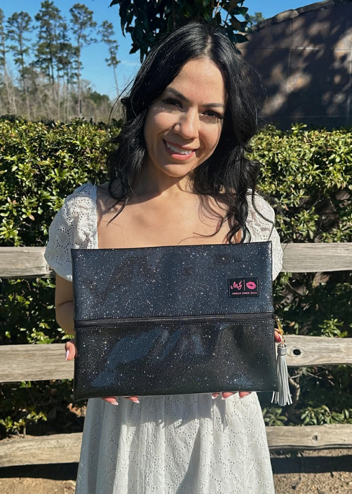 Makeup Junkie Bags - Grey Stardust Glitter Travel Bags [Pre-Order]