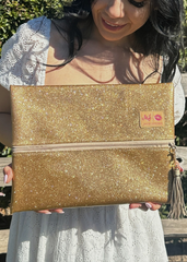 Makeup Junkie Bags - Gold Stardust Glitter Travel Bags [Pre-Order]