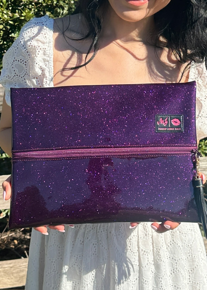Makeup Junkie Bags - Royal Purple Stardust Glitter Travel Bags [Pre-Order]