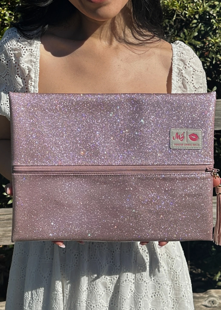 Makeup Junkie Bags - Blush Stardust Glitter Travel Bags [Pre-Order]