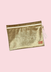 Makeup Junkie Bags - Champagne Luxe Jumbo Top Zip Flat Lay Bag [Pre-Order]