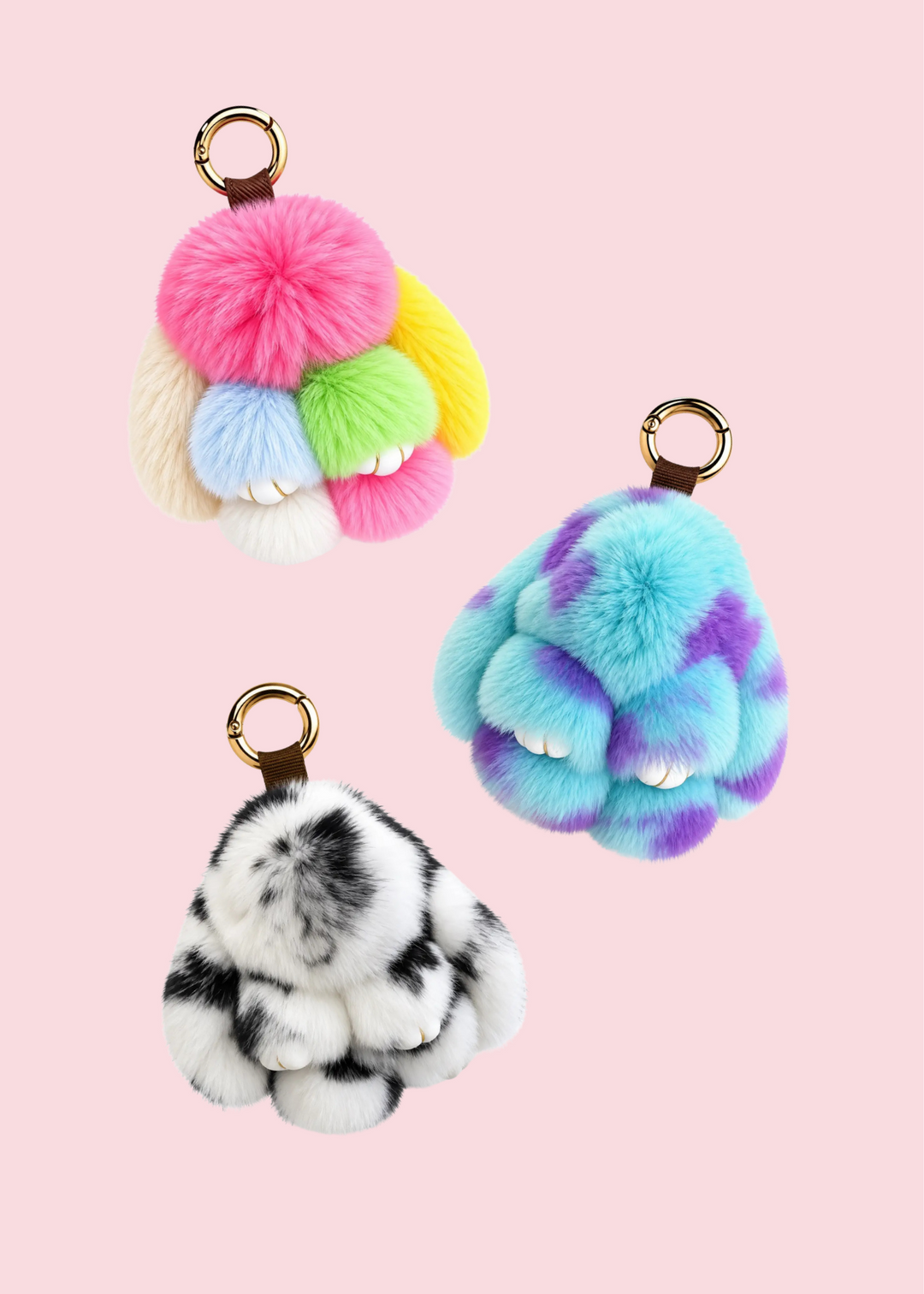 Glamfox - Multi Color Fluffy Bunny Bag Charm [Pre-Order]