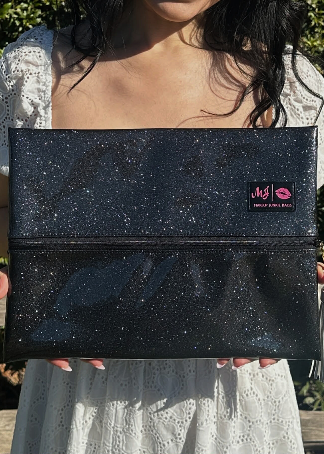 Makeup Junkie Bags - Onyx Stardust Glitter Travel Bags [Pre-Order]