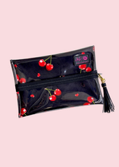 Makeup Junkie Bags - Cherry On Top Clear Top Flat Lay [Ready To Ship]