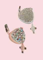 All That Glitterz - New Bling Retractable 3-Port Phone Cable