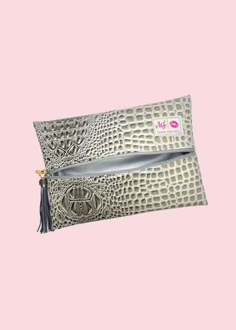 Makeup Junkie Bags - Bubble Gator Greytor Flat Lay Bag [Pre-Order]