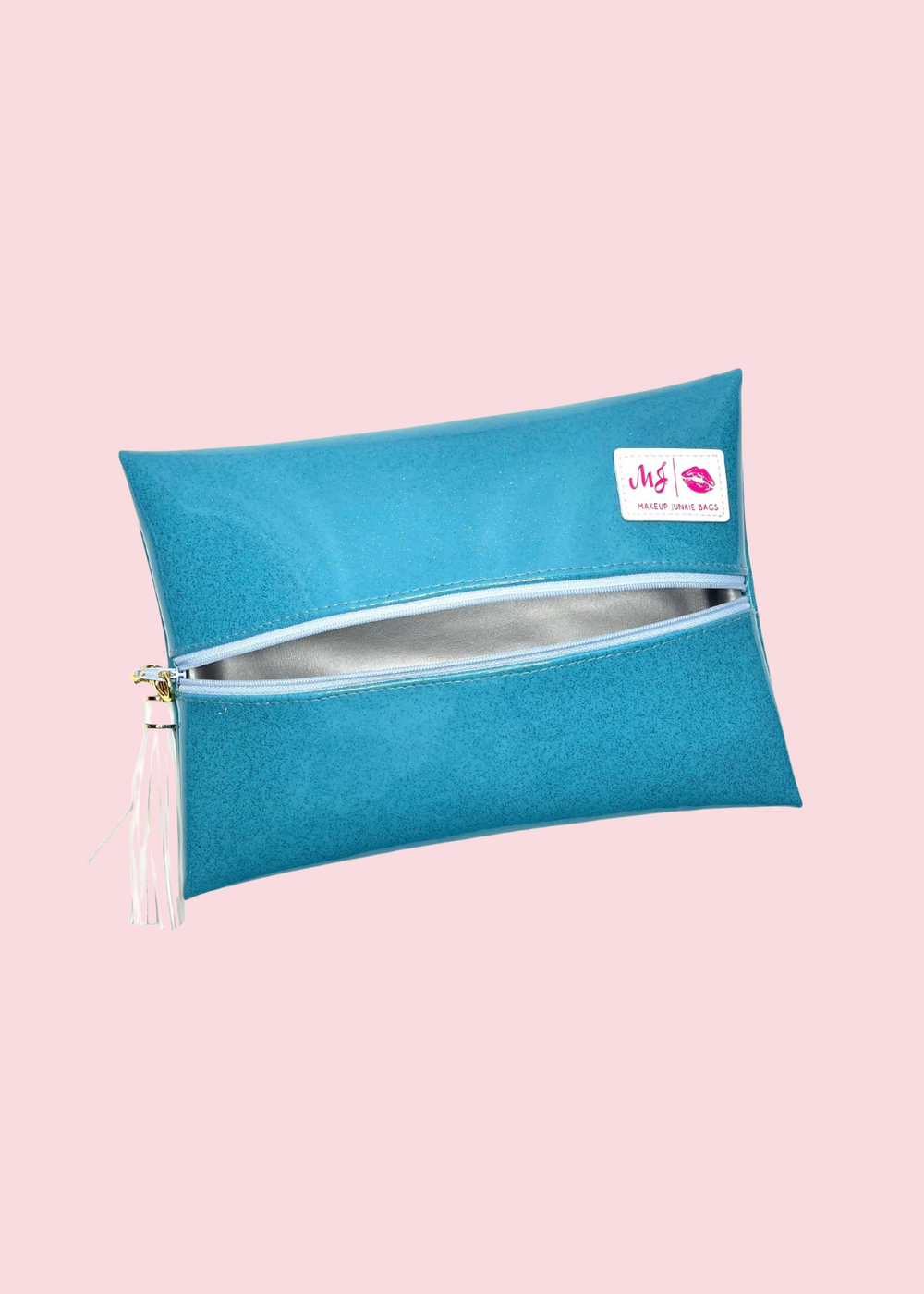 Makeup Junkie Bags - Glitter Sky Blue Flat Lay Bag [Pre-Order]