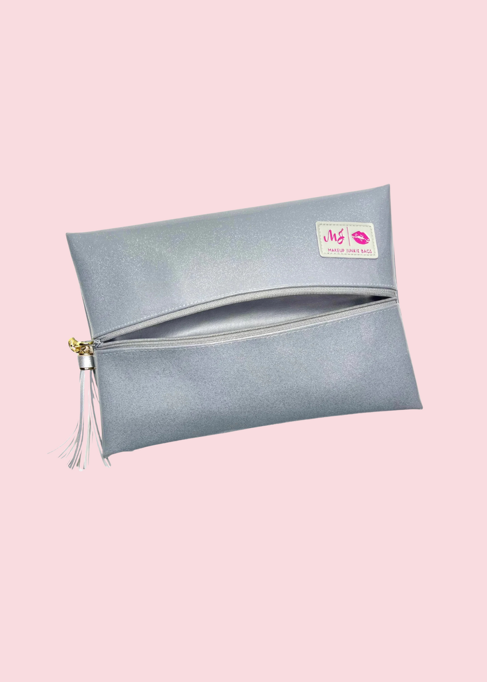 Makeup Junkie Bags - Glitter Silver Flat Lay Bag [Pre-Order]