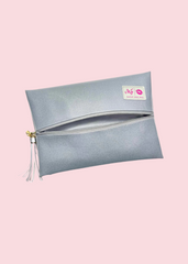 Makeup Junkie Bags - Glitter Silver Flat Lay Bag [Pre-Order]