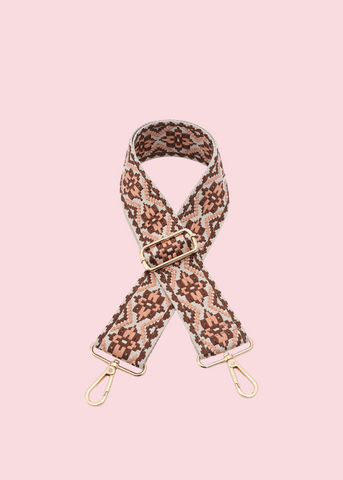 Jen & Co - Pink Brown Tribal Guitar Strap