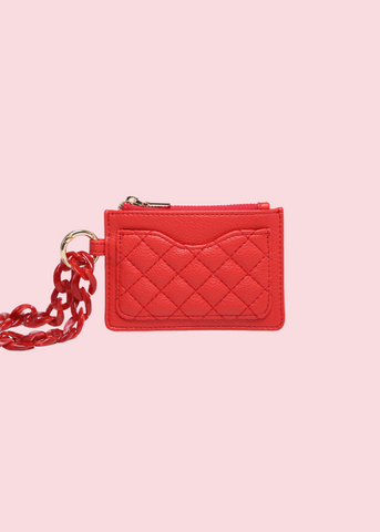 Jen & Co - Red Rhodes Quilted Wallet & Chain Bangle