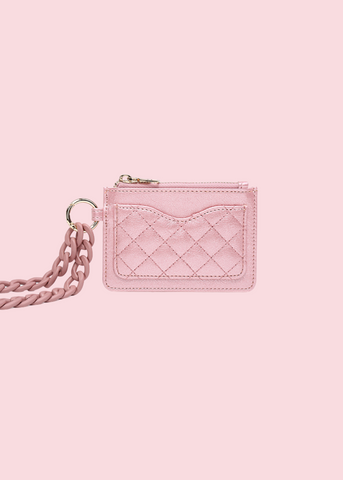 Jen & Co - Rose Quartz Rhodes Quilted Wallet & Chain Bangle