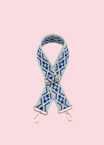 Jen & Co - Navy Light Blue Tribal Guitar Strap