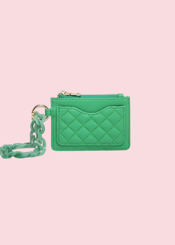 Jen & Co - Green Rhodes Quilted Wallet & Chain Bangle
