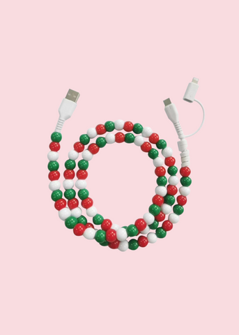Glamfox - Christmas Beaded Phone Charger [Dual USB-C & Lightning]