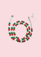 Glamfox - Christmas Beaded Phone Charger [Dual USB-C & Lightning]