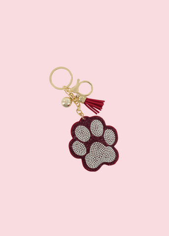 Suzy Q - Purple Crystal Dog Paw Keychain