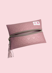 Makeup Junkie Bags - Mauve Hearts Quilted Travel Bags [Pre-Order]