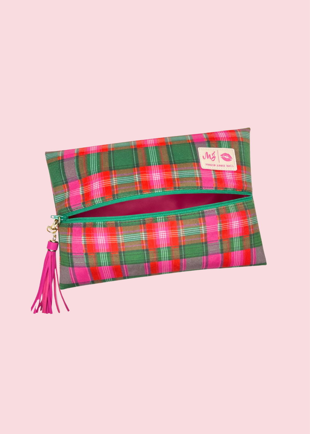 Makeup Junkie Bags - Berry Plaid Travel Bags [Pre-Order]