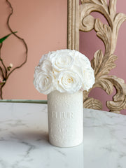 White Classic Round Forever Roses - Small