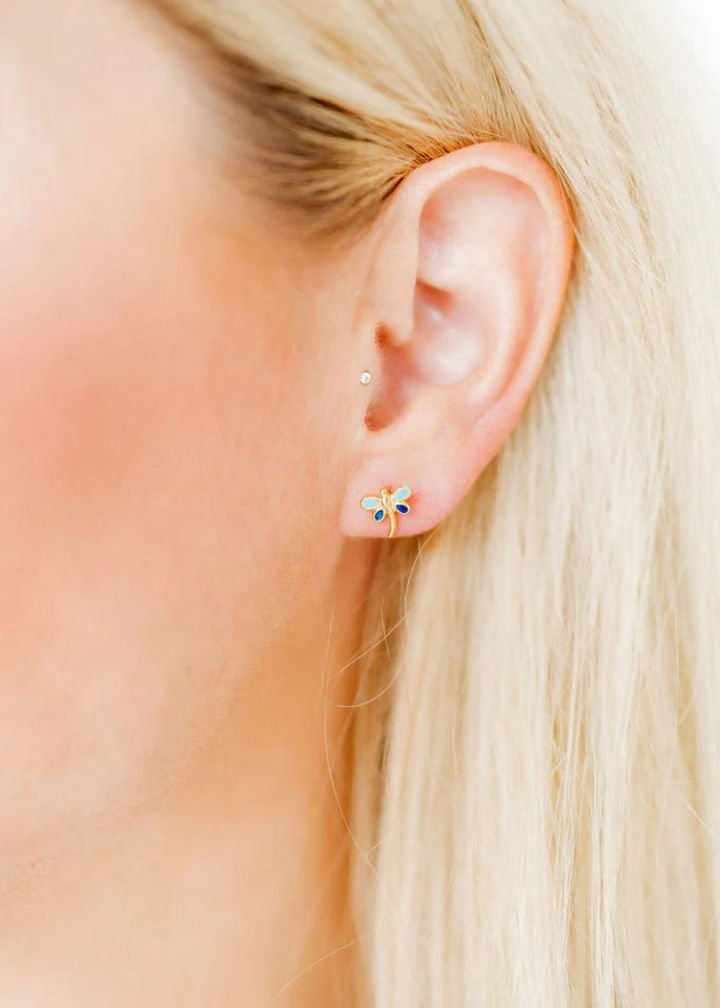 Linny Co. - Bri Butterfly Blue Flatback Stud Earrings