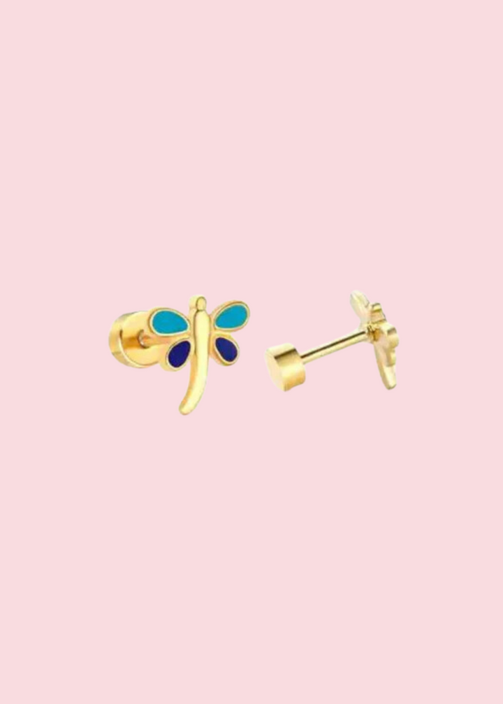 Linny Co. - Bri Butterfly Blue Flatback Stud Earrings