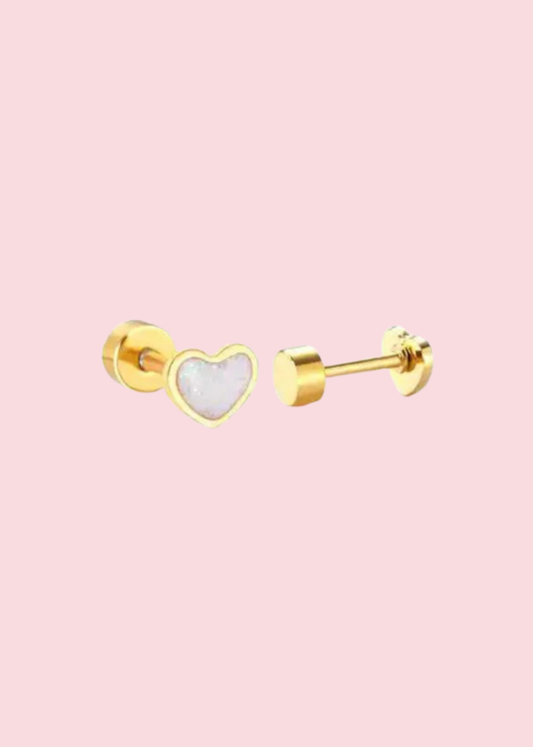 Linny Co. - White Nora Heart Flatback Stud Earrings