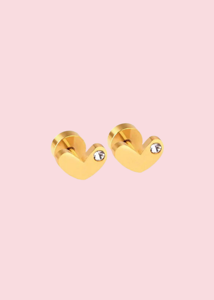 Linny Co. - Eloise Gold Heart Flatback Stud Earrings