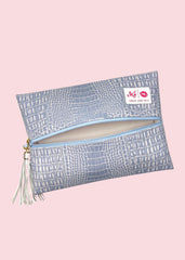 Makeup Junkie Bags - Shade of Iced Blue Flat Lay [Pre-Order]