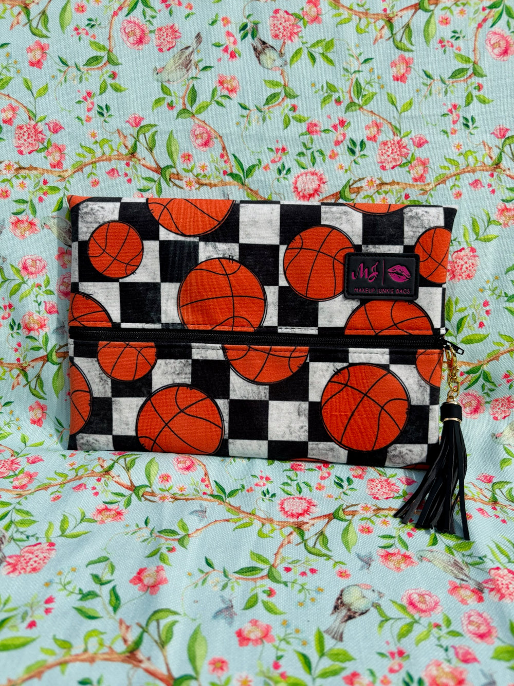 Makeup Junkie Bags - Basketball Medium Flat Lay [Ready To Ship]