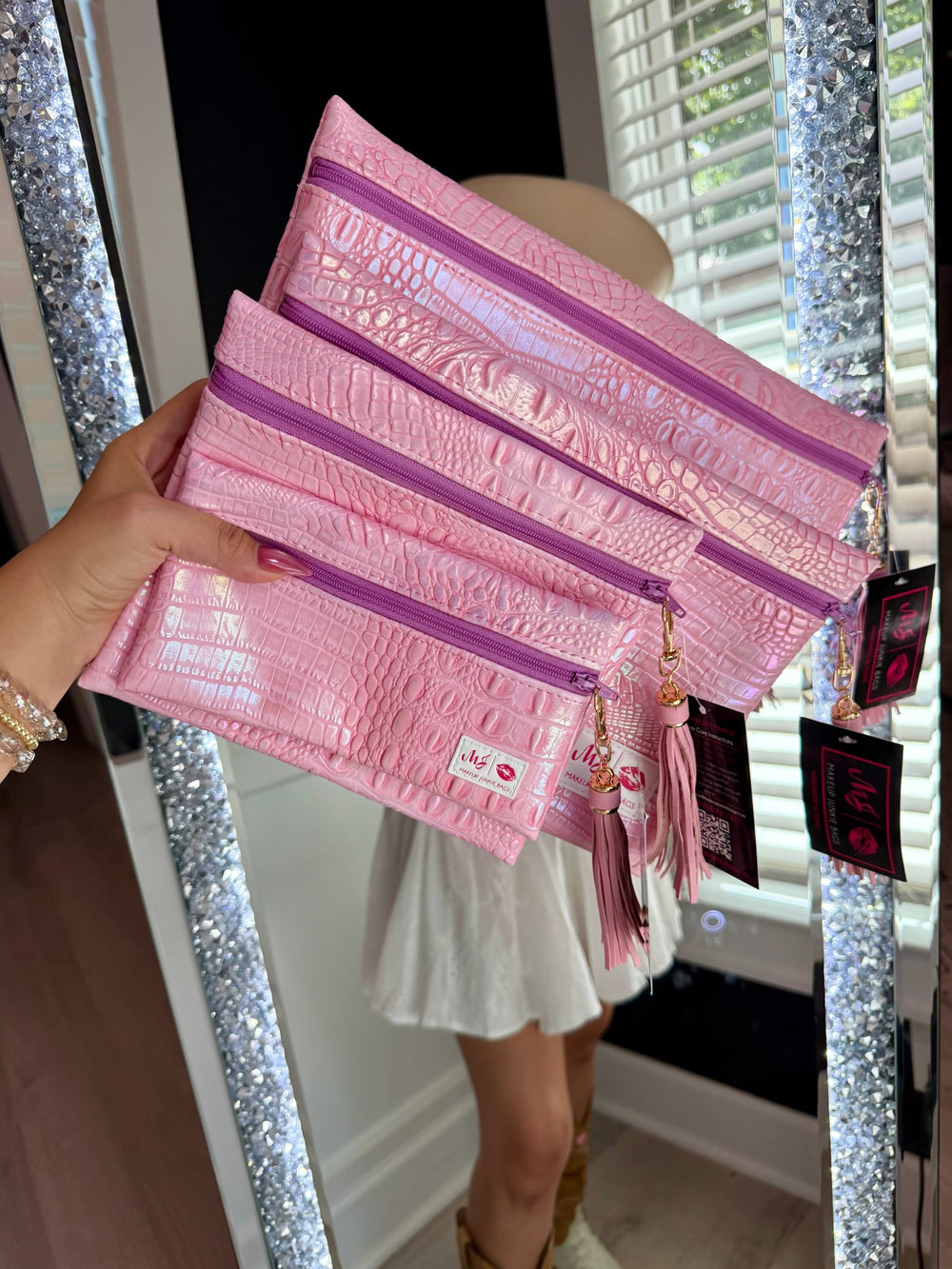Makeup Junkie Bags - Pink Ice Top Zip Flat Lays [Pre-Order]
