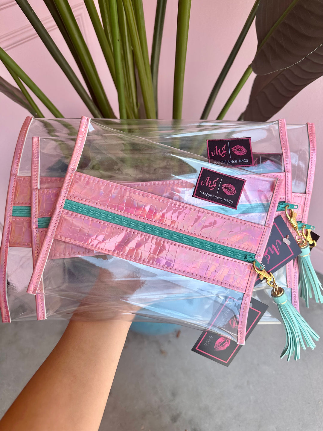 Makeup Junkie Bag - In The Clear Holographic Gator [Ready to Ship]