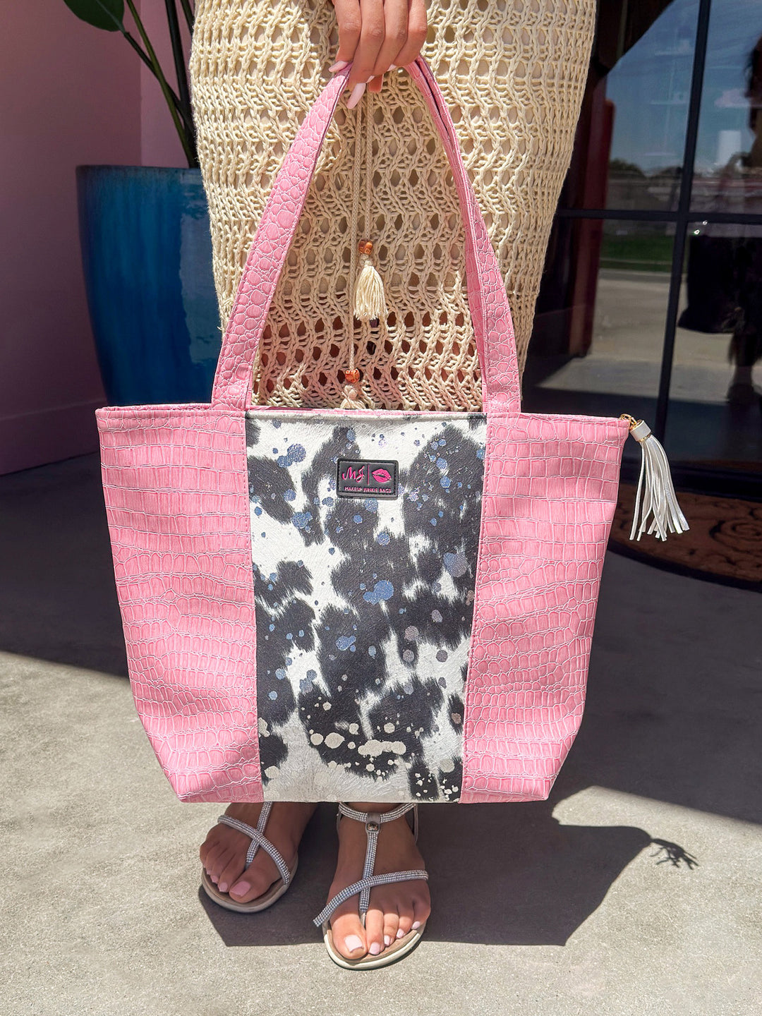 Makeup Junkie Bags - Blush Gator & Rodeo Queen Two Toned Tote [Ready to Ship]