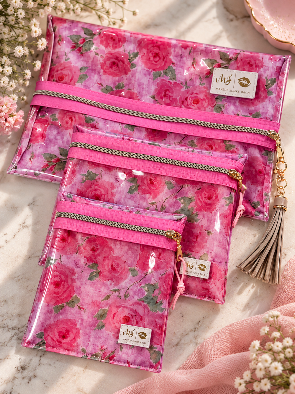 Makeup Junkie X TMLL Beauty Co - Cottage Roses Travel Bags [Pre-Order] Ships 11/30