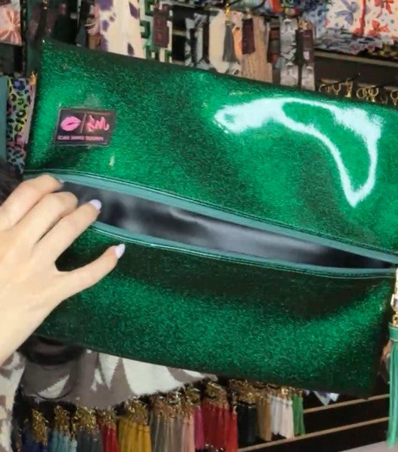 Makeup Junkie Bags - Kelly Green Stardust Glitter Travel Bags [Pre-Order]