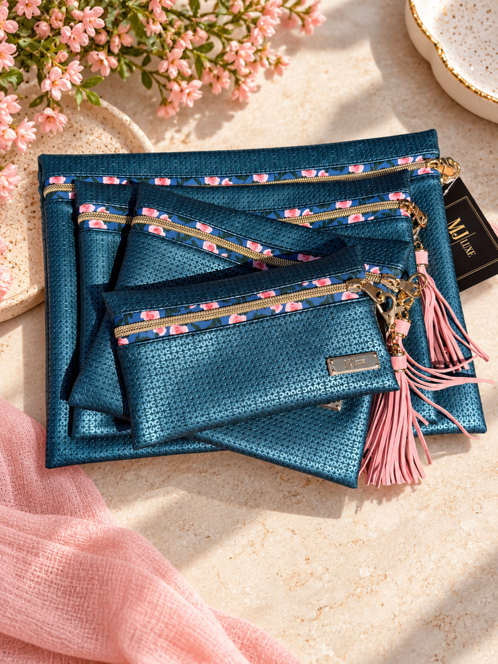 Makeup Junkie Bags - Blushing Sapphire Glamfox Custom Travel Bags [Ready To Ship]