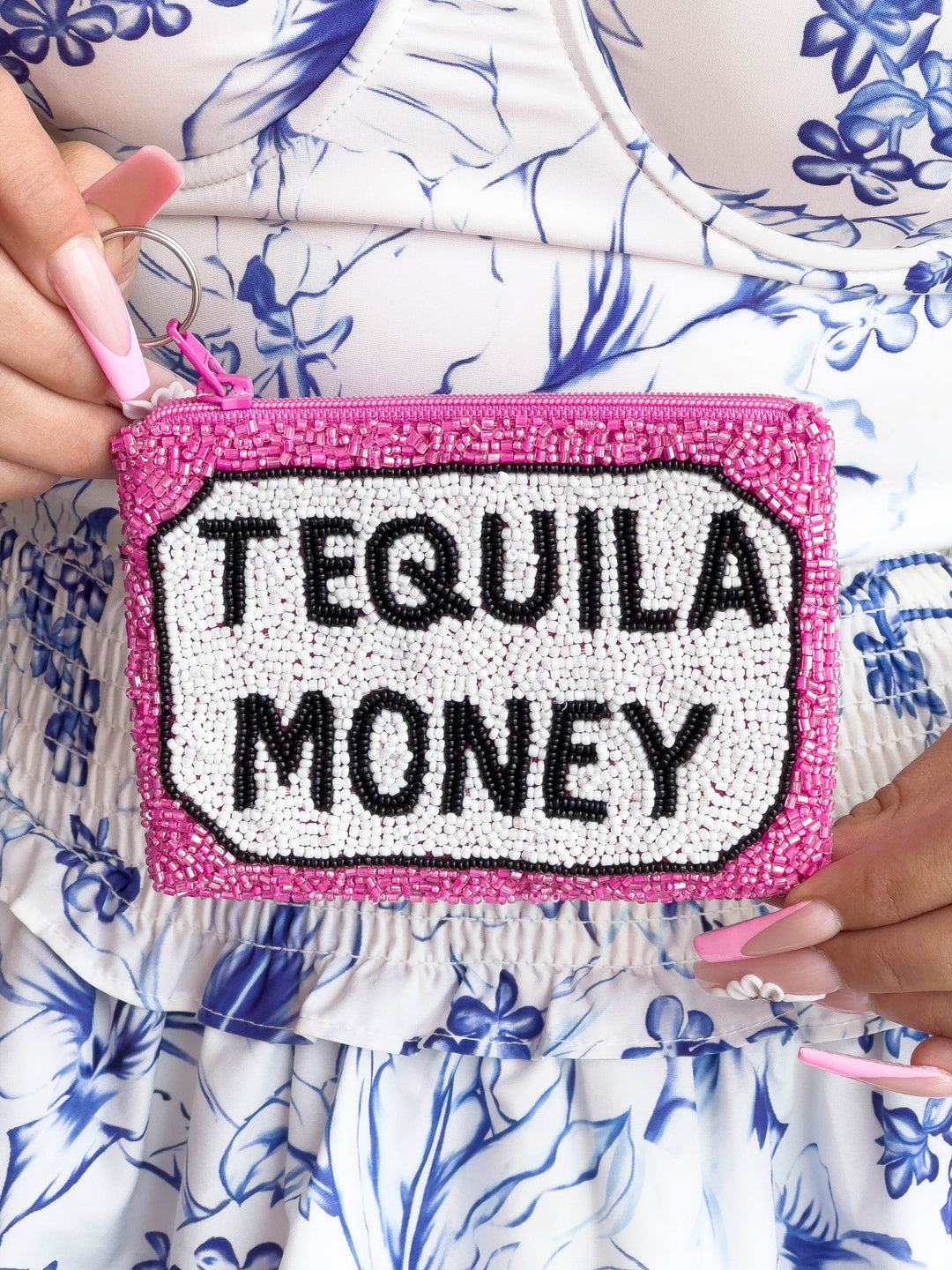 Glamfox - Pink Tequila Money Beaded Coin Purse - [Ready to Ship]